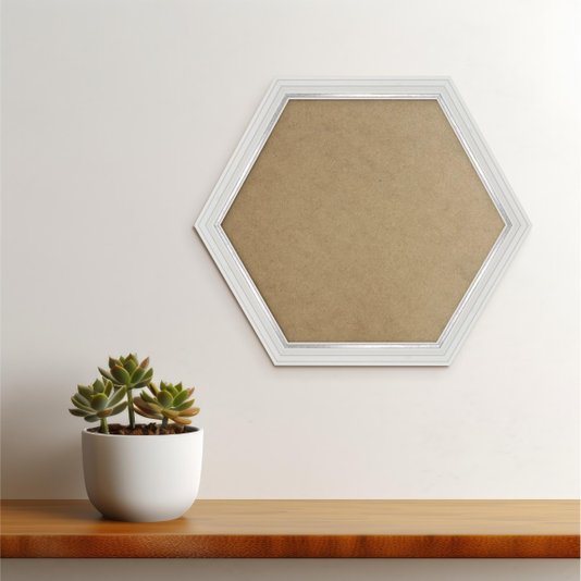 Moldura Hexagonal Micro Metalizada para Quadros com Fundo em MDF e PVC Antirreflexo - 3,4x2,1