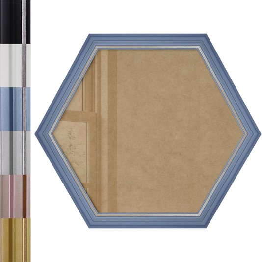 Moldura Hexagonal Micro Metalizada para Quadros com Fundo em MDF e Vidro - 3,4x2,1