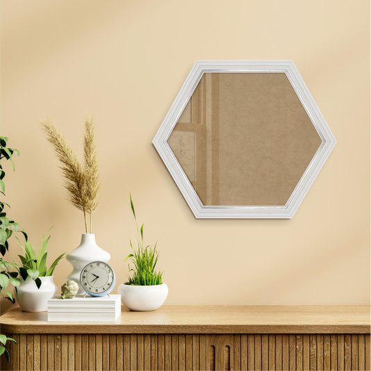 Moldura Hexagonal Micro Metalizada para Quadros com Fundo em MDF e Vidro - 3,4x2,1