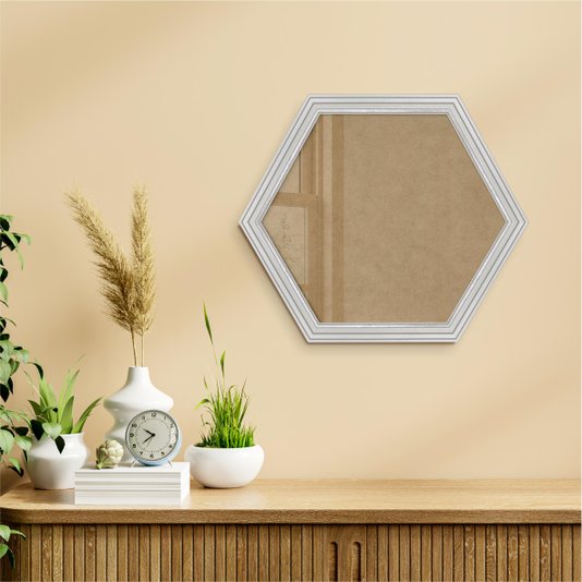 Moldura Hexagonal Micro Metalizada para Quadros com Fundo em MDF e Vidro - 3,4x2,1