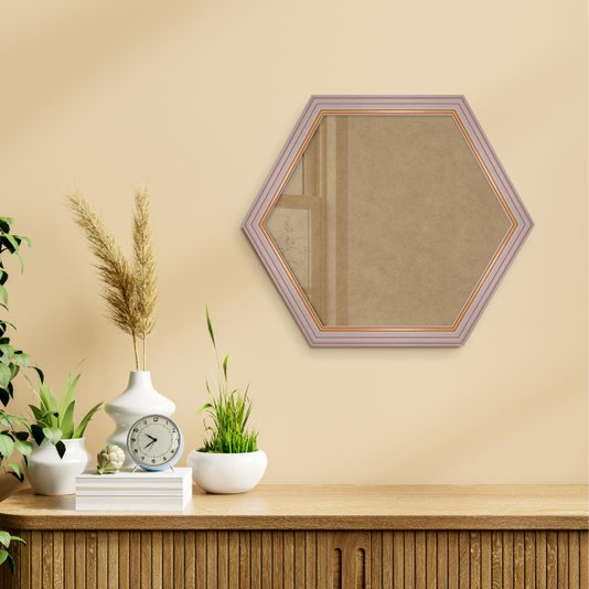 Moldura Hexagonal Micro Metalizada para Quadros com Fundo em MDF e Vidro - 3,4x2,1