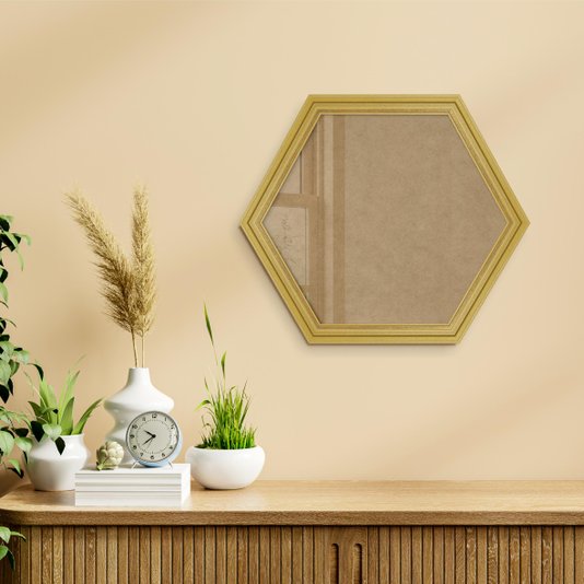 Moldura Hexagonal Micro Metalizada para Quadros com Fundo em MDF e Vidro - 3,4x2,1