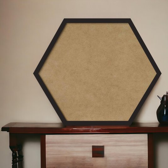 Moldura Hexagonal Minimalista Lisa para Quadros Revestida com Fundo MDF - 1,5x1