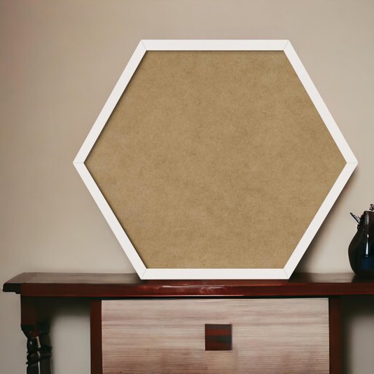 Moldura Hexagonal Minimalista Lisa para Quadros Revestida com Fundo MDF - 1,5x1