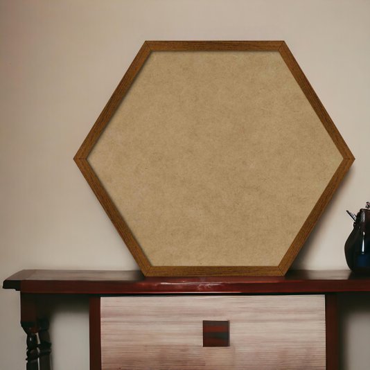 Moldura Hexagonal Minimalista Lisa para Quadros Revestida com Fundo MDF - 1,5x1