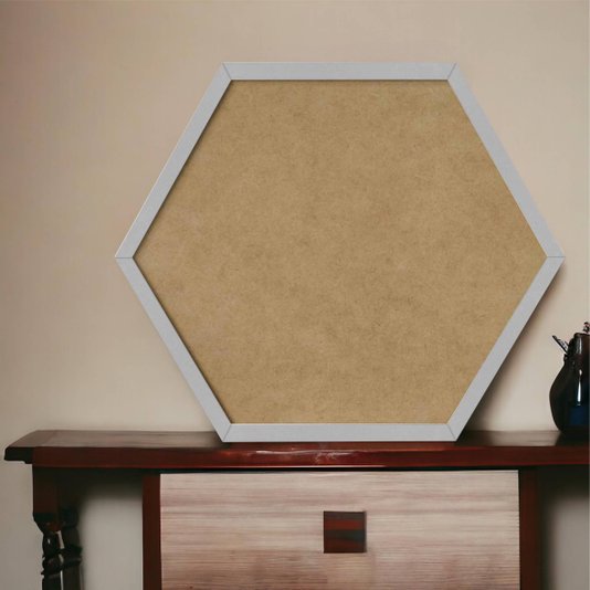 Moldura Hexagonal Minimalista Lisa para Quadros Revestida com Fundo MDF - 1,5x1
