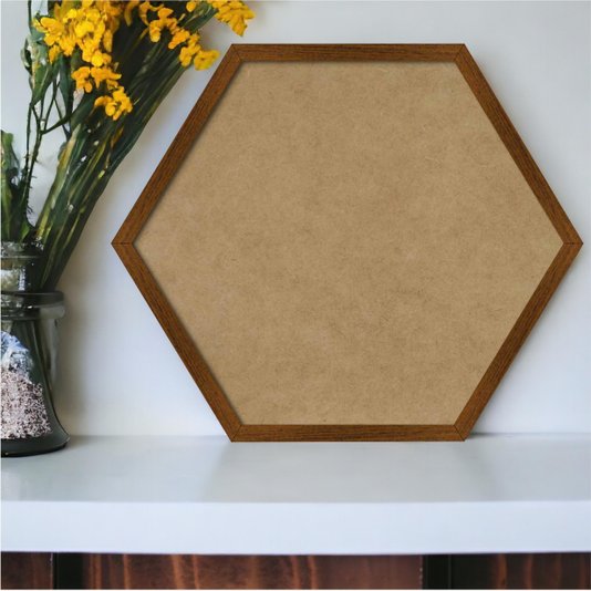 Moldura Hexagonal Minimalista Lisa para Quadros Revestida com Fundo MDF e PVC Antirreflexo - 1,5x1