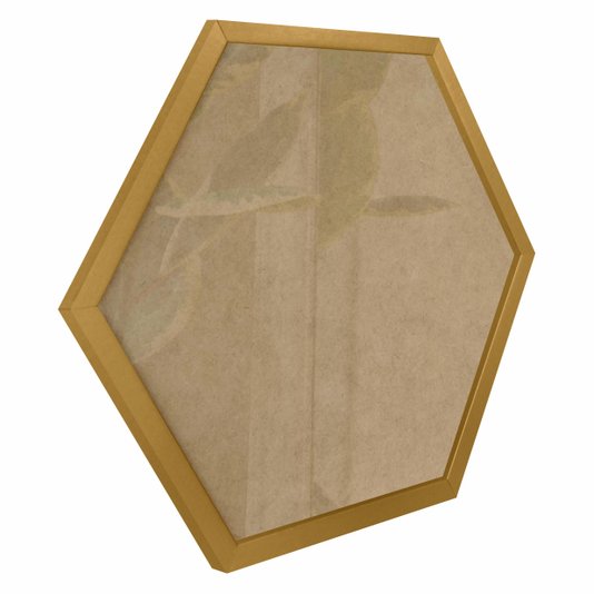 Moldura Hexagonal Minimalista Lisa para Quadros Revestida com Fundo MDF e Vidro - 1,5x1