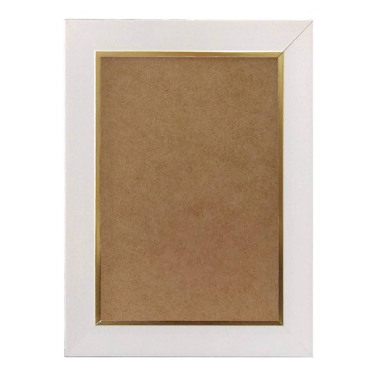 Moldura Laqueada Gesso com Filete Dourado para Quadros e Fotos com Fundo MDF - 3x1,5