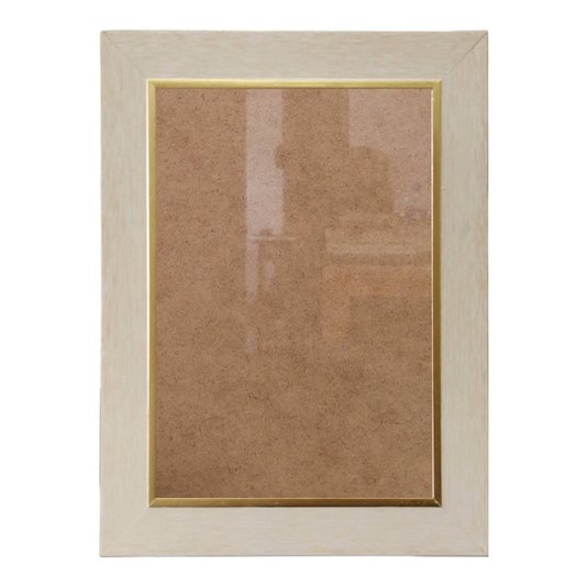 Moldura Laqueada Gesso com Filete Dourado para Quadros e Fotos com Fundo MDF e Acetato - 3x1,5