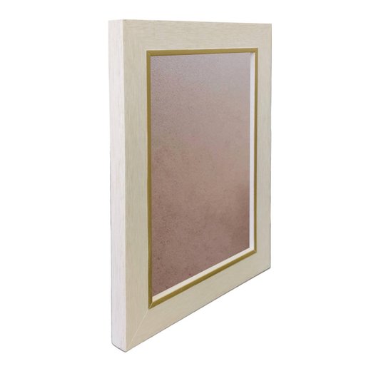 Moldura Laqueada Gesso com Filete Dourado para Quadros e Fotos com Fundo MDF e PVC Antirreflexo - 3x1,5