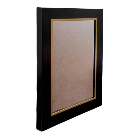 Moldura Laqueada Gesso com Filete Dourado para Quadros e Fotos com Fundo MDF e PVC Antirreflexo - 3x1,5
