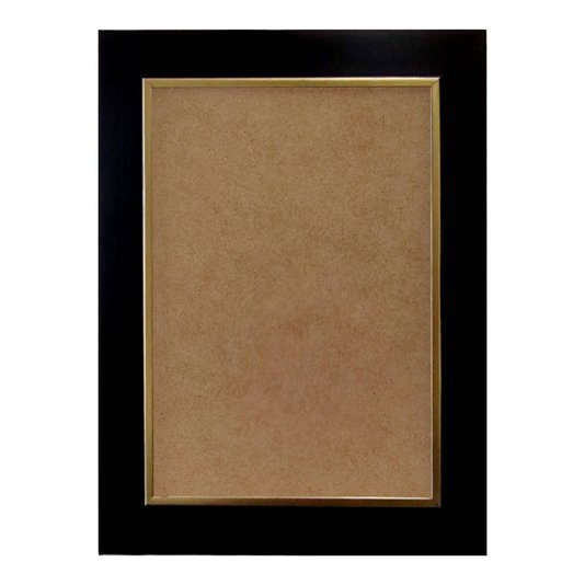 Moldura Laqueada Gesso com Filete Dourado para Quadros e Fotos com Fundo MDF e PVC Antirreflexo - 3x1,5