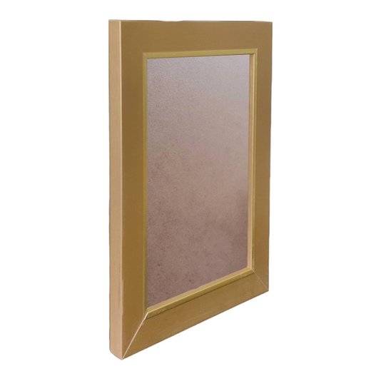 Moldura Laqueada Gesso com Filete Dourado para Quadros e Fotos com Fundo MDF e PVC Antirreflexo - 3x1,5