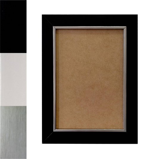 Moldura Laqueada Gesso com Filete Prata para Quadros e Fotos com Fundo MDF - 3x1,5