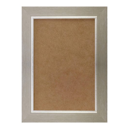 Moldura Laqueada Gesso com Filete Prata para Quadros e Fotos com Fundo MDF e PVC Antirreflexo - 3x1,5