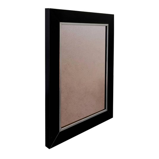 Moldura Laqueada Gesso com Filete Prata para Quadros e Fotos com Fundo MDF e PVC Antirreflexo - 3x1,5