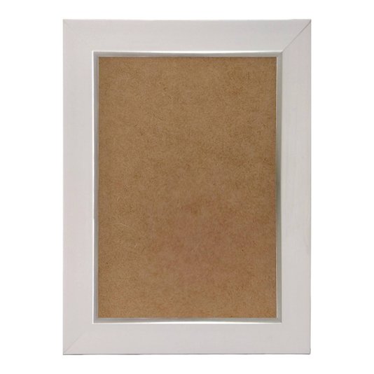 Moldura Laqueada Gesso com Filete Prata para Quadros e Fotos com Fundo MDF e PVC Antirreflexo - 3x1,5