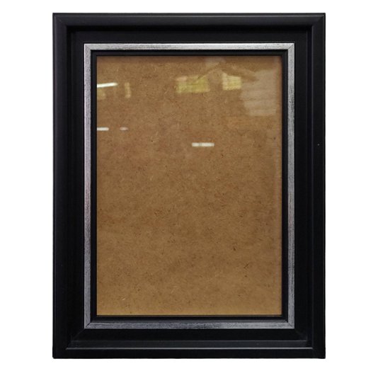 Moldura Micro Metalizada para Quadros e Fotos com Fundo MDF e PS Cristal Transparente - 3,4x2,1