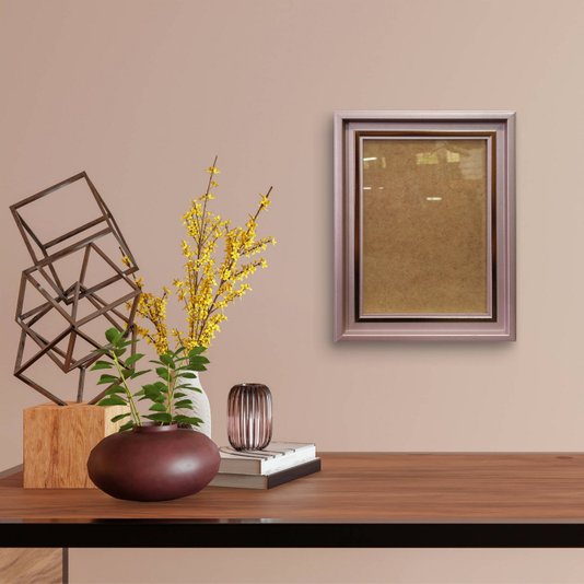Moldura Micro Metalizada para Quadros e Fotos com Fundo MDF e PS Cristal Transparente - 3,4x2,1