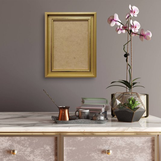 Moldura Micro Metalizada para Quadros e Fotos com Fundo MDF e PVC Antirreflexo - 3,4x2,1
