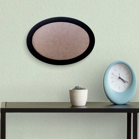 Moldura Oval Colorida em MDF Laqueado para Quadros Decorativos com Fundo MDF e PVC Antirreflexo
