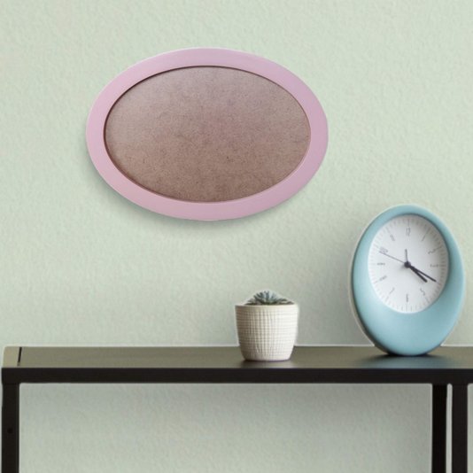 Moldura Oval Colorida em MDF Laqueado para Quadros Decorativos com Fundo MDF e PVC Antirreflexo