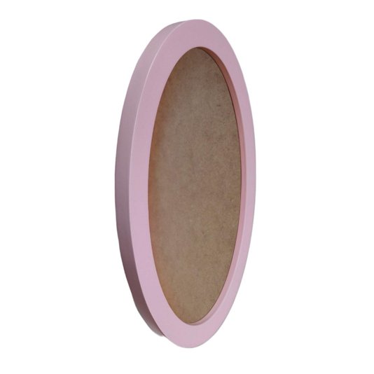 Moldura Oval Colorida em MDF Laqueado para Quadros Decorativos com Fundo MDF e PVC Antirreflexo
