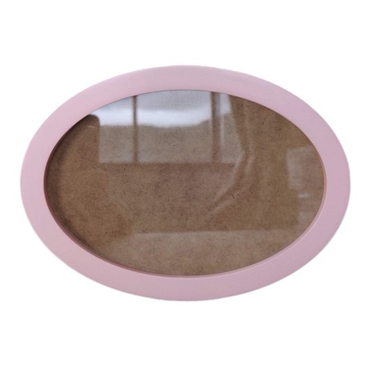Moldura Oval Colorida em MDF Laqueado para Quadros Decorativos com Fundo MDF e Vidro