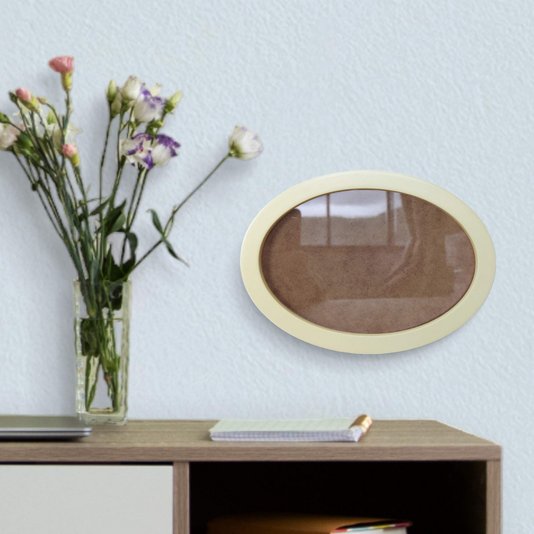 Moldura Oval Colorida em MDF Laqueado para Quadros Decorativos com Fundo MDF e Vidro