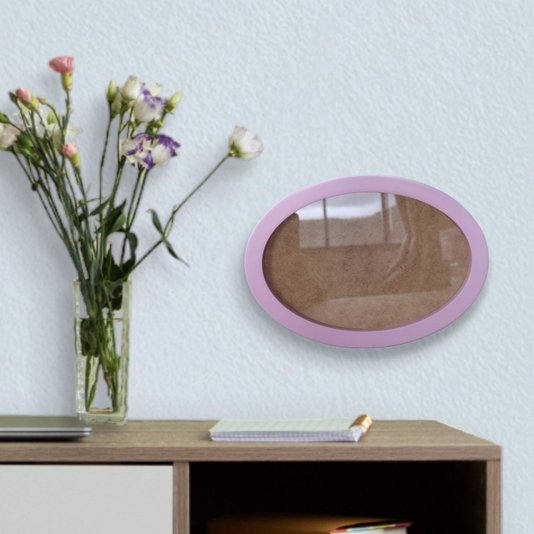 Moldura Oval Colorida em MDF Laqueado para Quadros Decorativos com Fundo MDF e Vidro