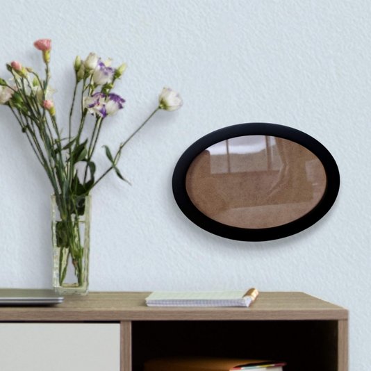 Moldura Oval Colorida em MDF Laqueado para Quadros Decorativos com Fundo MDF e Vidro