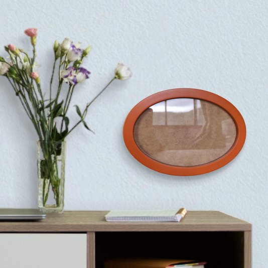 Moldura Oval Colorida em MDF Laqueado para Quadros Decorativos com Fundo MDF e Vidro