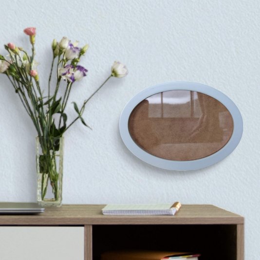 Moldura Oval Colorida em MDF Laqueado para Quadros Decorativos com Fundo MDF e Vidro