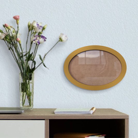 Moldura Oval Colorida em MDF Laqueado para Quadros Decorativos com Fundo MDF e Vidro