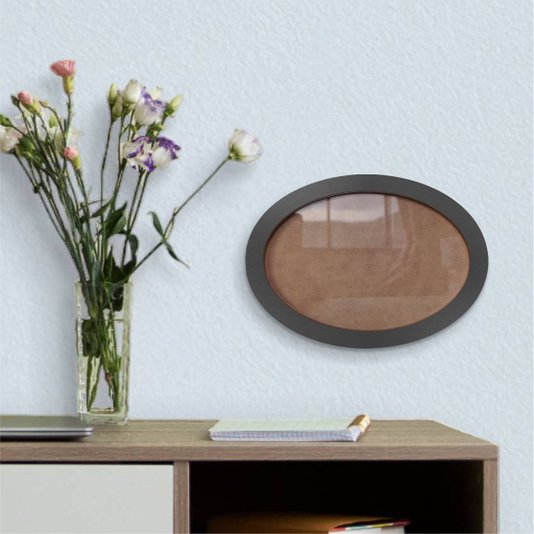 Moldura Oval Colorida em MDF Laqueado para Quadros Decorativos com Fundo MDF e Vidro