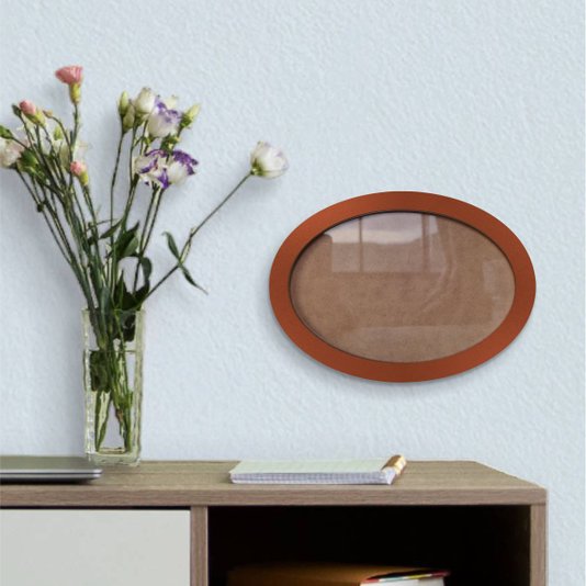Moldura Oval Colorida em MDF Laqueado para Quadros Decorativos com Fundo MDF e Vidro