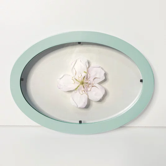 Moldura Oval Sanduiche Colorida em MDF Laqueado com Duplo PS Cristal Transparente