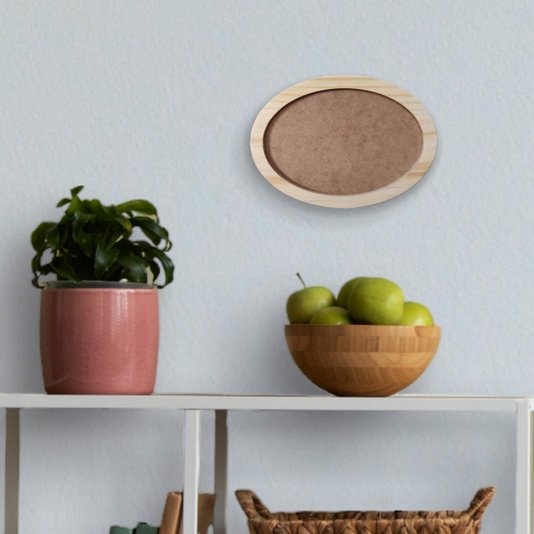 Moldura Oval em Madeira de Pinus Natural para Quadros Decorativos com Fundo MDF