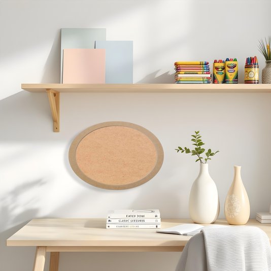 Moldura Oval Em MDF Cru 15mm Para Quadros Decorativos Com Fundo MDF