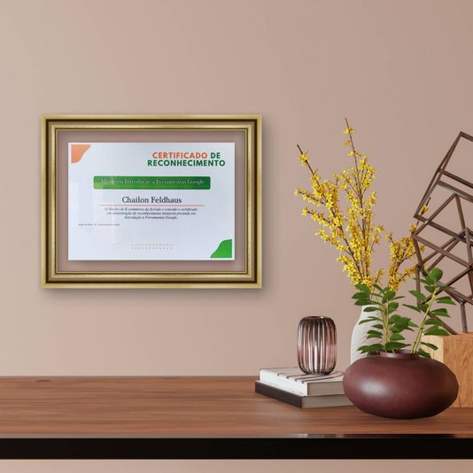 Moldura para Diplomas ou Certificados com Vidro Duplo Efeito Flutuante Micro Metalizada - 3,4x2,1