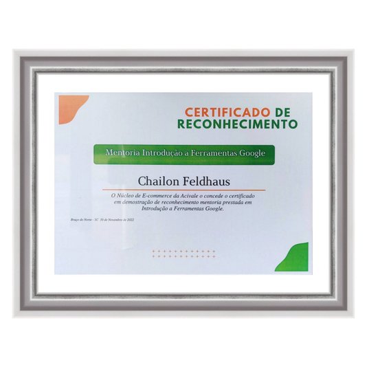 Moldura para Diplomas ou Certificados com Vidro Duplo Efeito Flutuante Micro Metalizada - 3,4x2,1