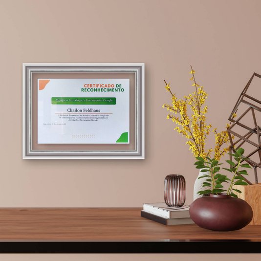 Moldura para Diplomas ou Certificados com Vidro Duplo Efeito Flutuante Micro Metalizada - 3,4x2,1