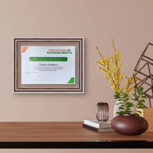 Moldura para Diplomas ou Certificados com Vidro Duplo Efeito Flutuante Micro Metalizada - 3,4x2,1