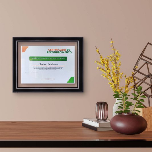 Moldura para Diplomas ou Certificados com Vidro Duplo Efeito Flutuante Micro Metalizada - 3,4x2,1