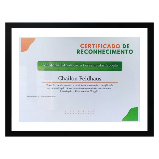 Moldura para Diplomas ou Certificados com Vidro Duplo Efeito Flutuante Revestida Lisa - 2x1