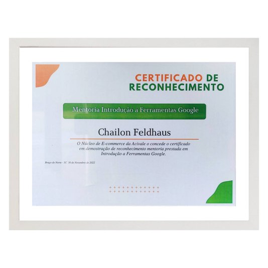 Moldura para Diplomas ou Certificados com Vidro Duplo Efeito Flutuante Revestida Lisa - 2x1
