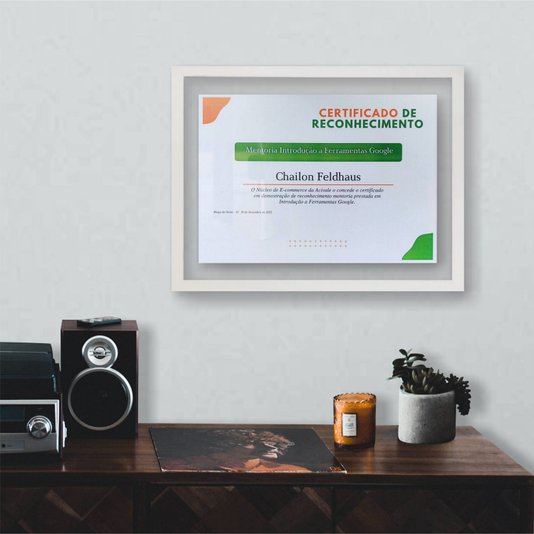 Moldura para Diplomas ou Certificados com Vidro Duplo Efeito Flutuante Revestida Lisa - 2x1