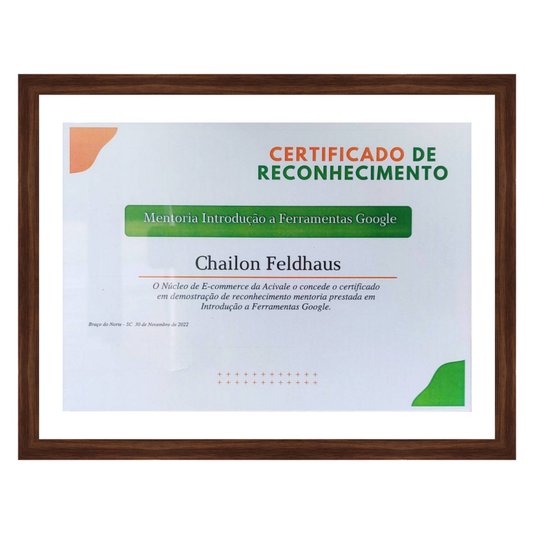 Moldura para Diplomas ou Certificados com Vidro Duplo Efeito Flutuante Revestida Lisa - 2x1