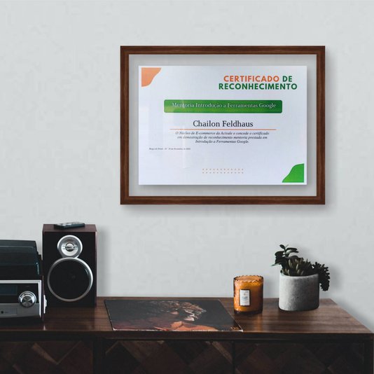 Moldura para Diplomas ou Certificados com Vidro Duplo Efeito Flutuante Revestida Lisa - 2x1